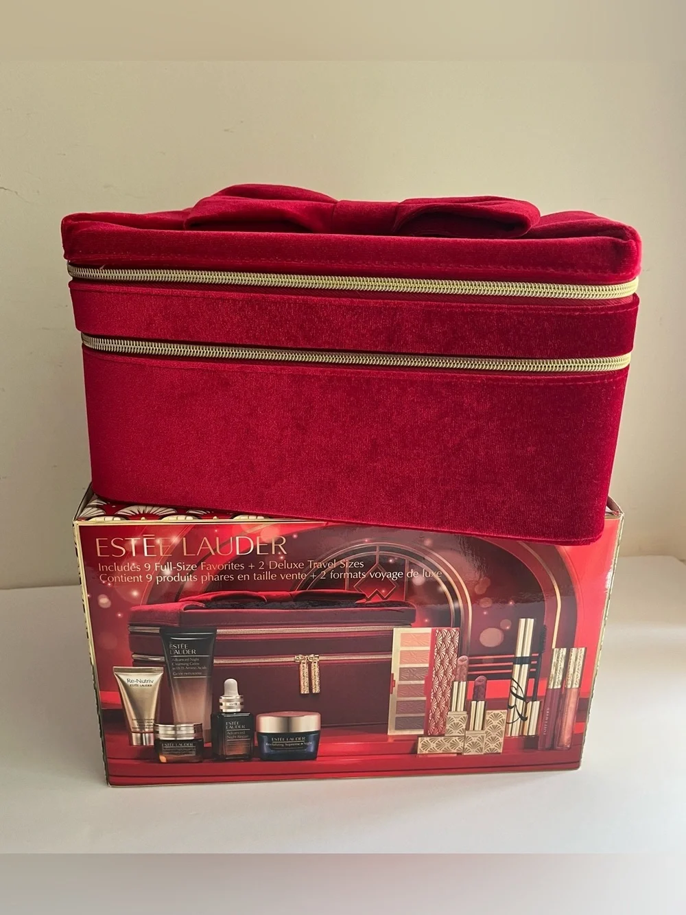 Estée Lauder Red Velvet Travel Cosmetic Case Empty Gift Box